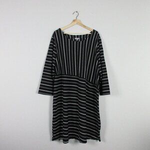 Habitat Swing Dress Black White Stripe Classic Relaxed Fit Pocket Jersey 2X 566